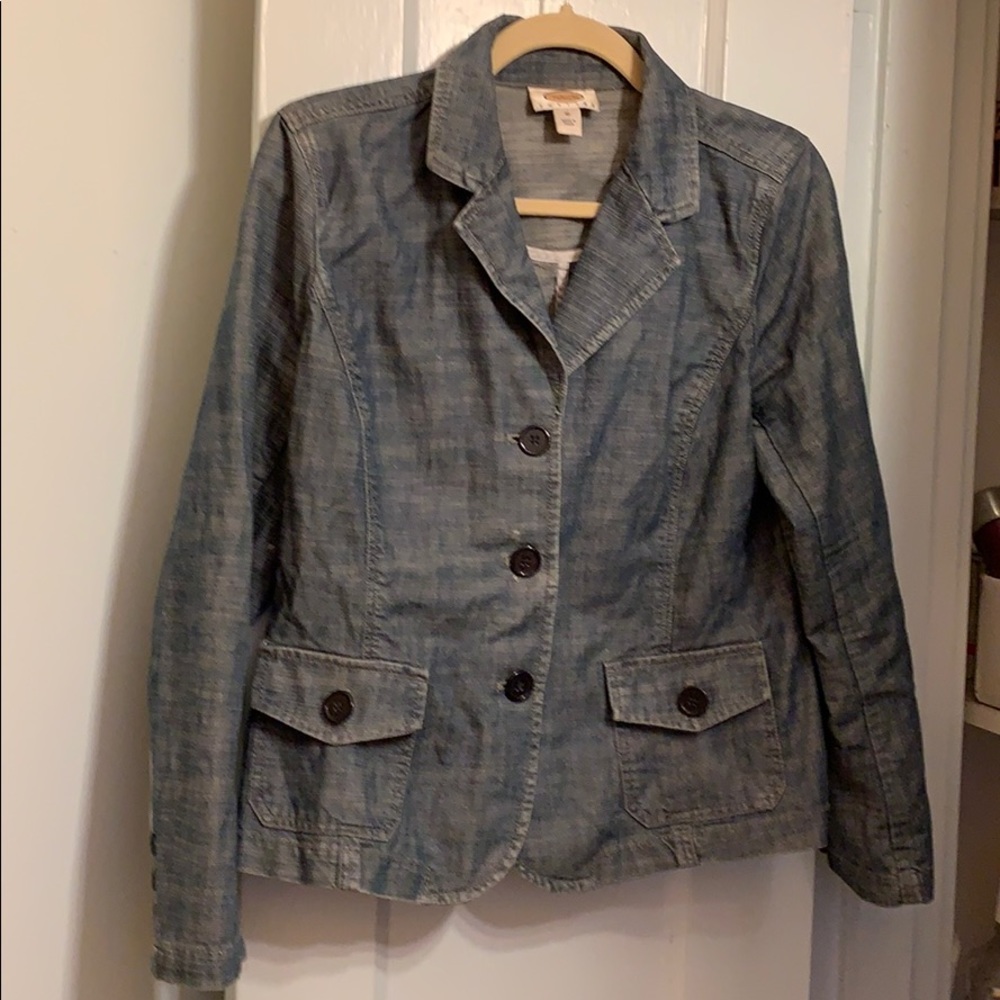 Talbots women’s denim blue blazer size 10 petite